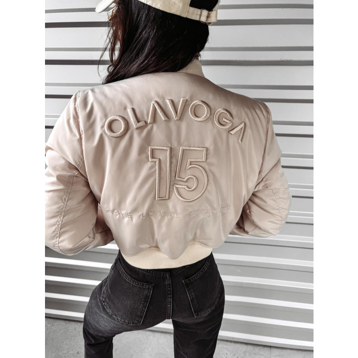 KURTKA BOMBERKA PIKOWANA HAFT OLAVOGA BOMBER BEIGE