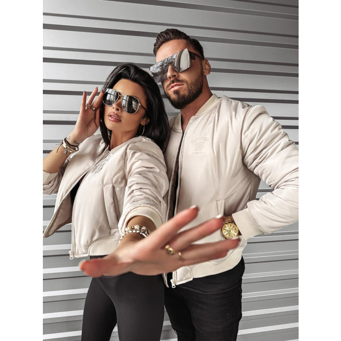 KURTKA BOMBERKA PIKOWANA HAFT OLAVOGA BOMBER BEIGE