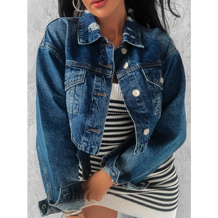 KURTKA KATANA OVERSIZE RAMONESKA JEANSOWA OLAVOGA KORTO DARK BLUE