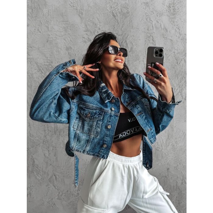KURTKA KATANA OVERSIZE RAMONESKA JEANSOWA OLAVOGA KORTO BLUE