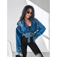 KURTKA KATANA RAMONESKA JEANSOWA Z HAFTEM OLAVOGA CHLOE DARK BLUE