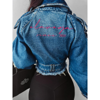 KURTKA KATANA RAMONESKA JEANSOWA Z HAFTEM OLAVOGA CHLOE DARK BLUE