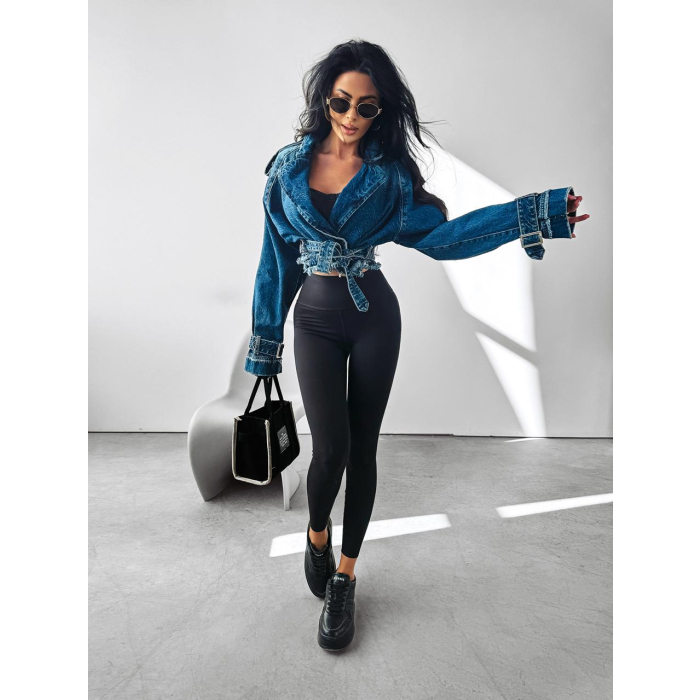KURTKA KATANA RAMONESKA JEANSOWA Z HAFTEM OLAVOGA CHLOE DARK BLUE
