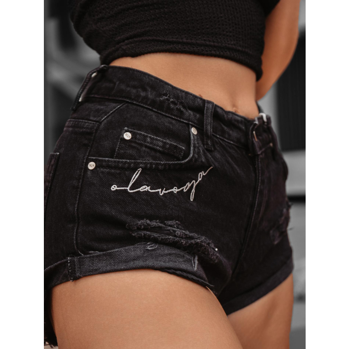 SPODENKI JEANSOWE SZARPANE OLAVOGA RAGGED BLACK