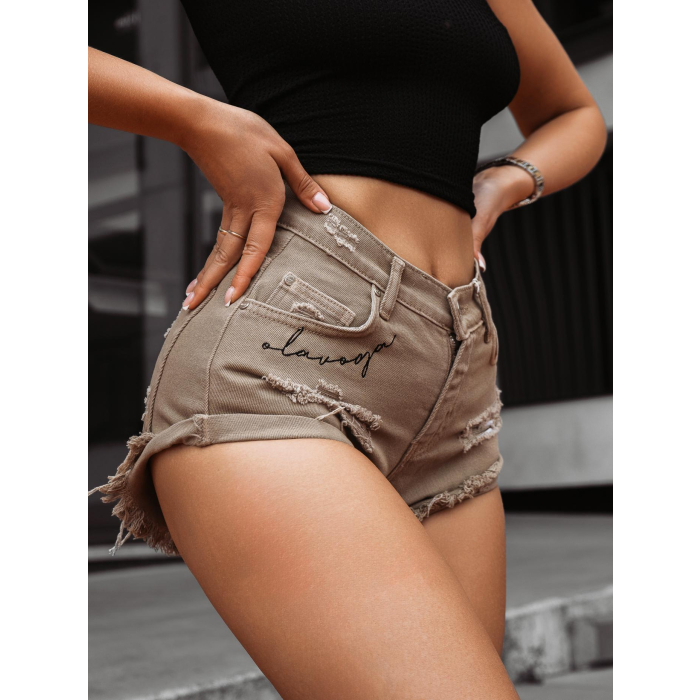 SPODENKI JEANSOWE SZARPANE OLAVOGA RAGGED KHAKI