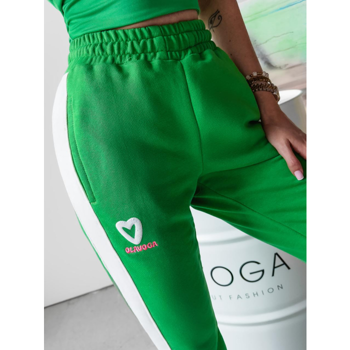 SPODNIE DRESOWE BAWEŁNIANE JOGGERY HAFT OLAVOGA BETIX GREEN