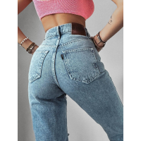 SPODNIE JEANSOWE SLIM FIT Z DZIURAMI OLAVOGA YALE BLUE