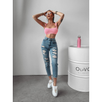 SPODNIE JEANSOWE SLIM FIT Z DZIURAMI OLAVOGA YALE BLUE