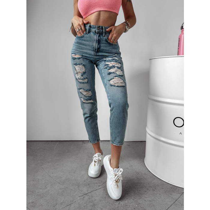SPODNIE JEANSOWE SLIM FIT Z DZIURAMI OLAVOGA YALE BLUE