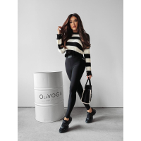SWETER OVERSIZE SZARPANY DZIURY GOLD PIN OLAVOGA LESSA PASY BLACK-ECRU