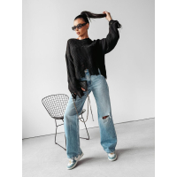 SWETER OVERSIZE SZARPANY DZIURY HAFT OLAVOGA MILEY BLACK