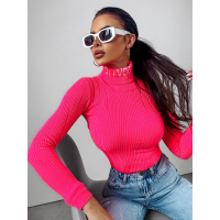 SWETER PRĄŻKOWANY OLAVOGA LAOS NEON PINK