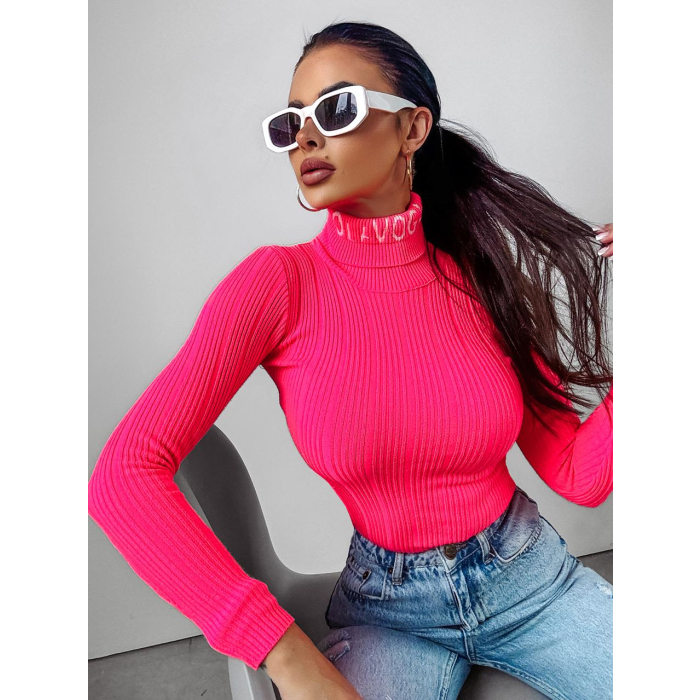SWETER PRĄŻKOWANY OLAVOGA LAOS NEON PINK