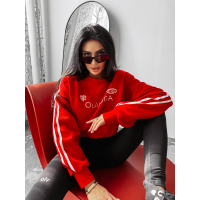 BLUZA DRESOWA DAMSKA LAMPASY OLAVOGA BRAINY RED