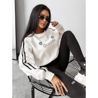 BLUZA DRESOWA DAMSKA LAMPASY OLAVOGA BRAINY ECRU