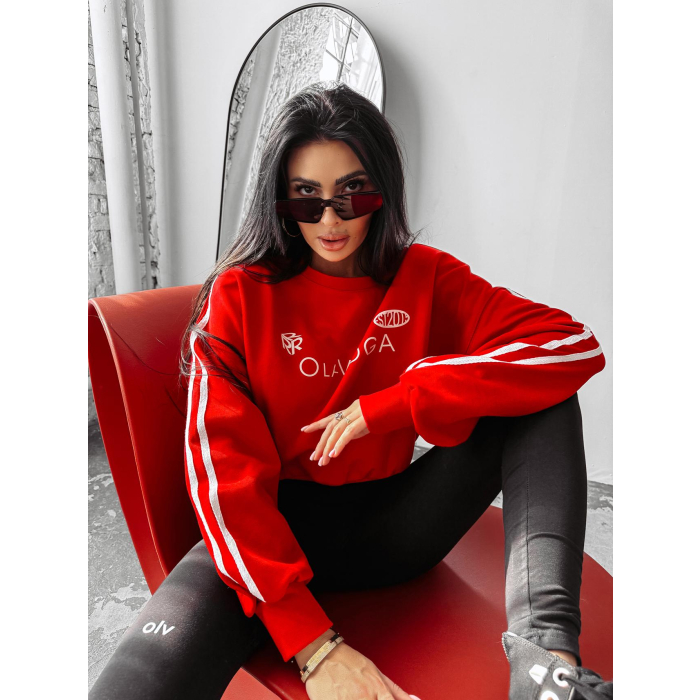 BLUZA DRESOWA DAMSKA LAMPASY OLAVOGA BRAINY RED