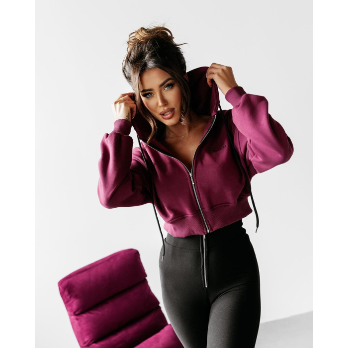 BLUZA DRESOWA DAMSKA NA ZAEK HAFT OLAVOGA KEMAL BORDO