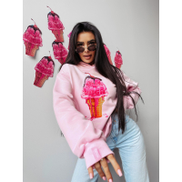 BLUZA DRESOWA DAMSKA OVERSIZE LÓD Z POLEWĄ OLAVOGA KIRAZ PUDER