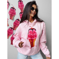 BLUZA DRESOWA DAMSKA OVERSIZE LÓD Z POLEWĄ OLAVOGA KIRAZ PUDER