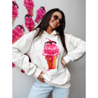 BLUZA DRESOWA DAMSKA OVERSIZE LÓD Z POLEWĄ OLAVOGA KIRAZ ECRU