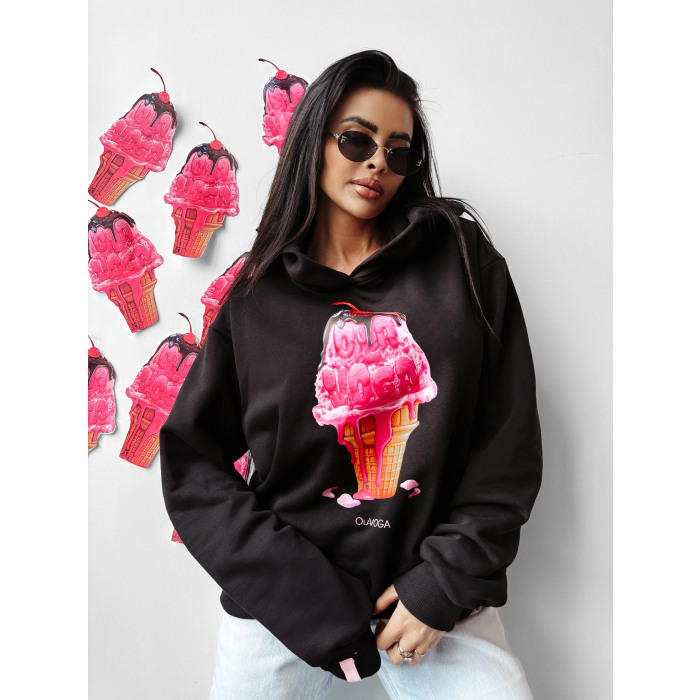 BLUZA DRESOWA DAMSKA OVERSIZE LÓD Z POLEWĄ OLAVOGA KIRAZ BLACK