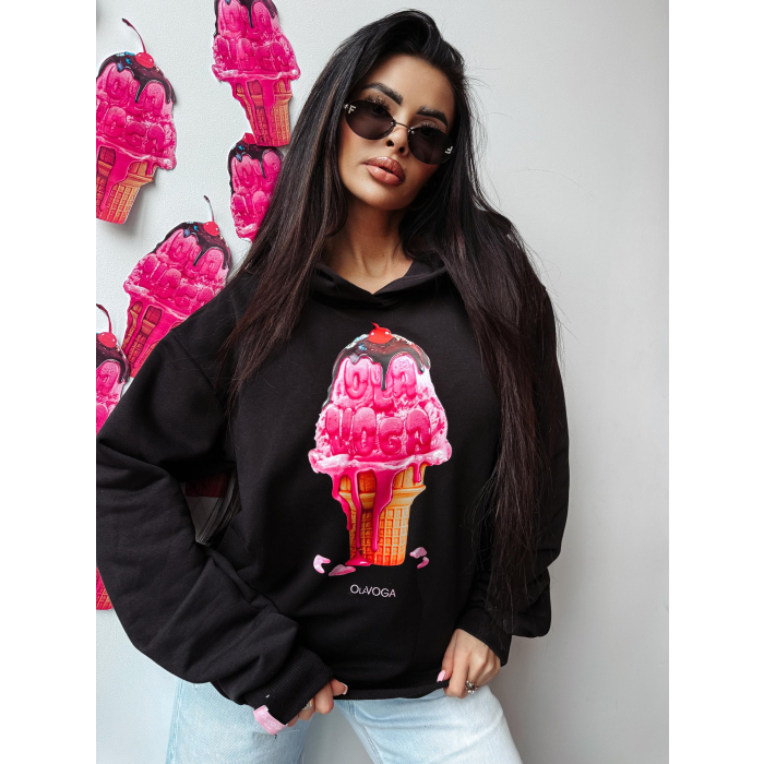 BLUZA DRESOWA DAMSKA OVERSIZE LÓD Z POLEWĄ OLAVOGA KIRAZ BLACK