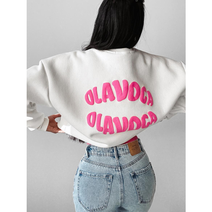 BLUZA DRESOWA DAMSKA OVERSIZE OLAVOGA MUTTI ECRU