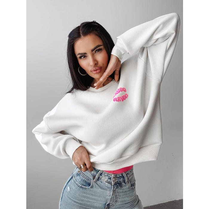 BLUZA DRESOWA DAMSKA OVERSIZE OLAVOGA MUTTI ECRU