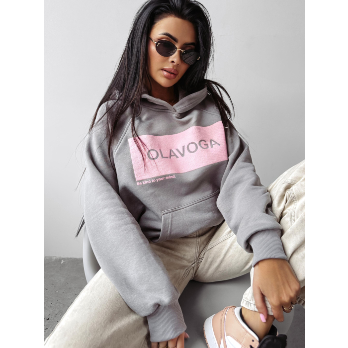 BLUZA DRESOWA DAMSKA OVERSIZE OLAVOGA SWEET ROLL GRAY