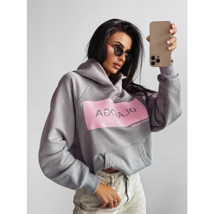 BLUZA DRESOWA DAMSKA OVERSIZE OLAVOGA SWEET ROLL GRAY