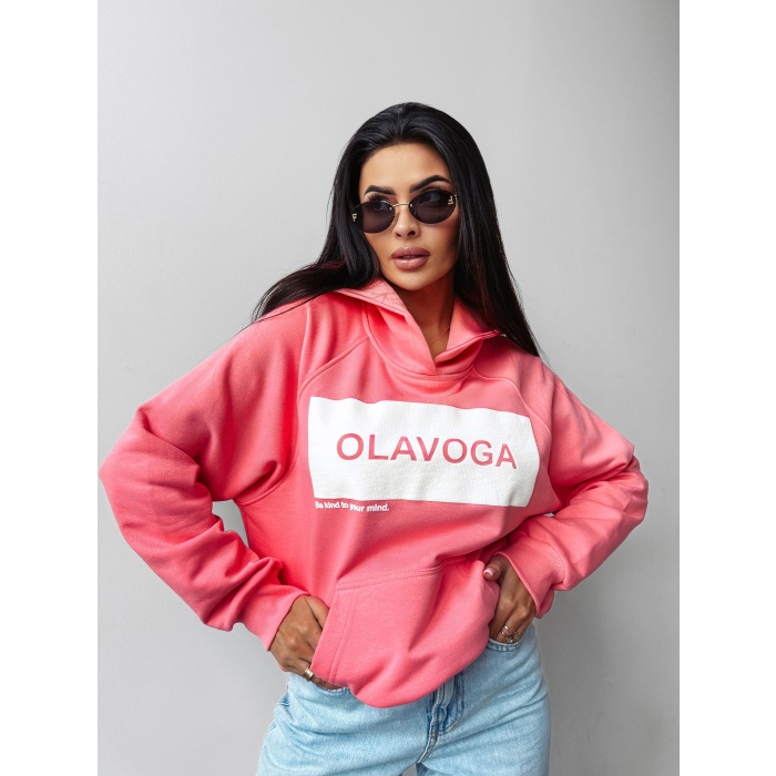 BLUZA DRESOWA DAMSKA OVERSIZE OLAVOGA SWEET ROLL CORAL