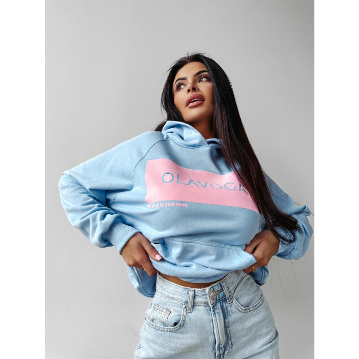 BLUZA DRESOWA DAMSKA OVERSIZE OLAVOGA SWEET ROLL BLUE