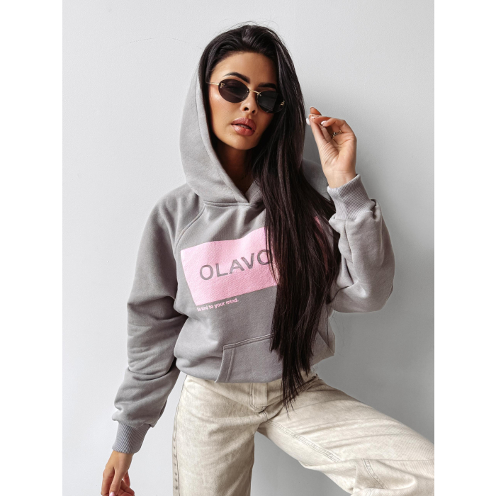 BLUZA DRESOWA DAMSKA OVERSIZE OLAVOGA SWEET ROLL GRAY