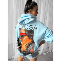 BLUZA DRESOWA DAMSKA OVERSIZE PRINT OLAVOGA COLLAGE BLUE