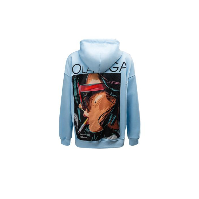 BLUZA DRESOWA DAMSKA OVERSIZE PRINT OLAVOGA COLLAGE BLUE