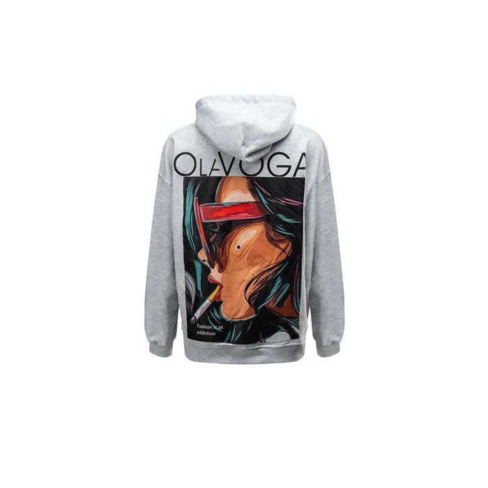 BLUZA DRESOWA DAMSKA OVERSIZE PRINT OLAVOGA COLLAGE GRAY