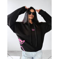 BLUZA DRESOWA DAMSKA OVERSIZE RÓŻOWA PANTERA OLAVOGA CLOSER BLACK