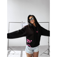 BLUZA DRESOWA DAMSKA OVERSIZE RÓŻOWA PANTERA OLAVOGA CLOSER BLACK