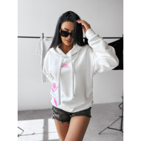BLUZA DRESOWA DAMSKA OVERSIZE RÓŻOWA PANTERA OLAVOGA CLOSER ECRU