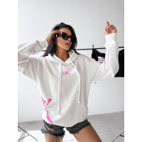 BLUZA DRESOWA DAMSKA OVERSIZE RÓŻOWA PANTERA OLAVOGA CLOSER ECRU