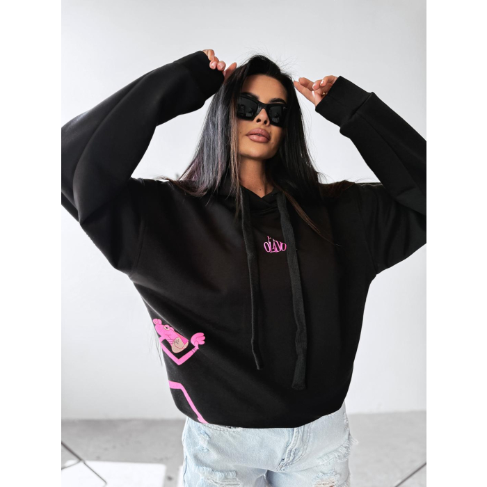 BLUZA DRESOWA DAMSKA OVERSIZE RÓŻOWA PANTERA OLAVOGA CLOSER BLACK