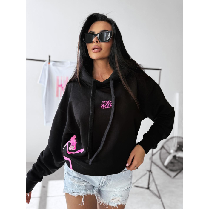 BLUZA DRESOWA DAMSKA OVERSIZE RÓŻOWA PANTERA OLAVOGA CLOSER BLACK