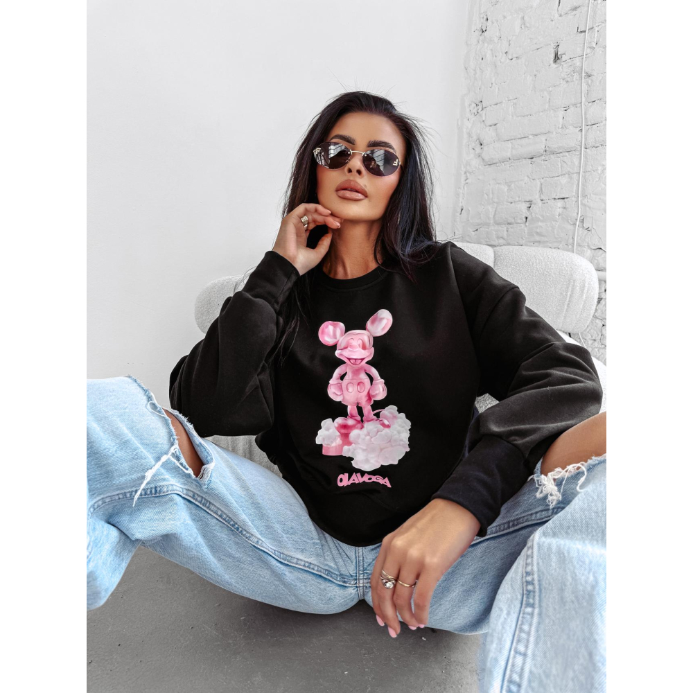 BLUZA DRESOWA DAMSKA PRINT OLAVOGA AZAELA BLACK