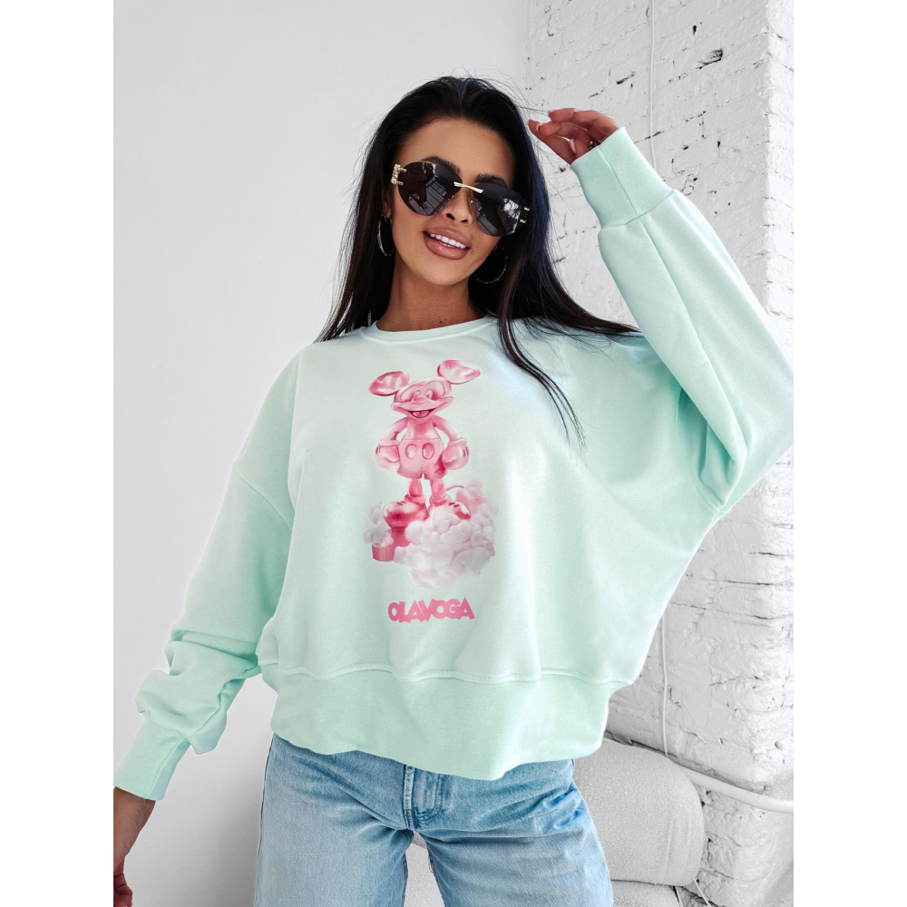 BLUZA DRESOWA DAMSKA PRINT OLAVOGA AZAELA MINT