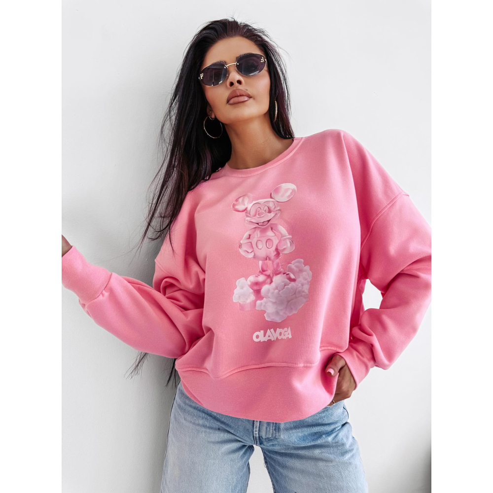 BLUZA DRESOWA DAMSKA PRINT OLAVOGA AZAELA PINK