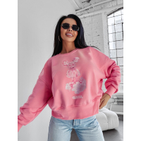 BLUZA DRESOWA DAMSKA PRINT OLAVOGA AZAELA PINK