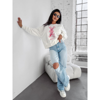 BLUZA DRESOWA DAMSKA PRINT OLAVOGA AZAELA ECRU