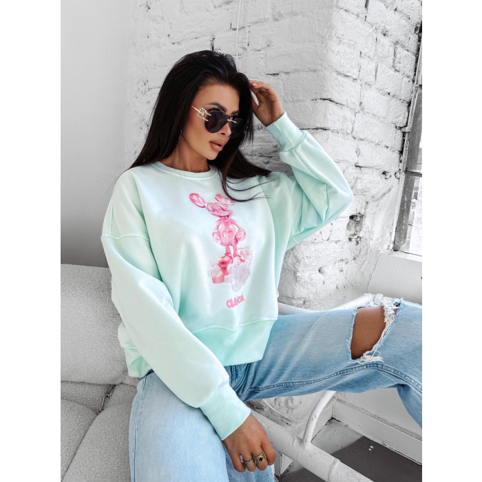 BLUZA DRESOWA DAMSKA PRINT OLAVOGA AZAELA MINT