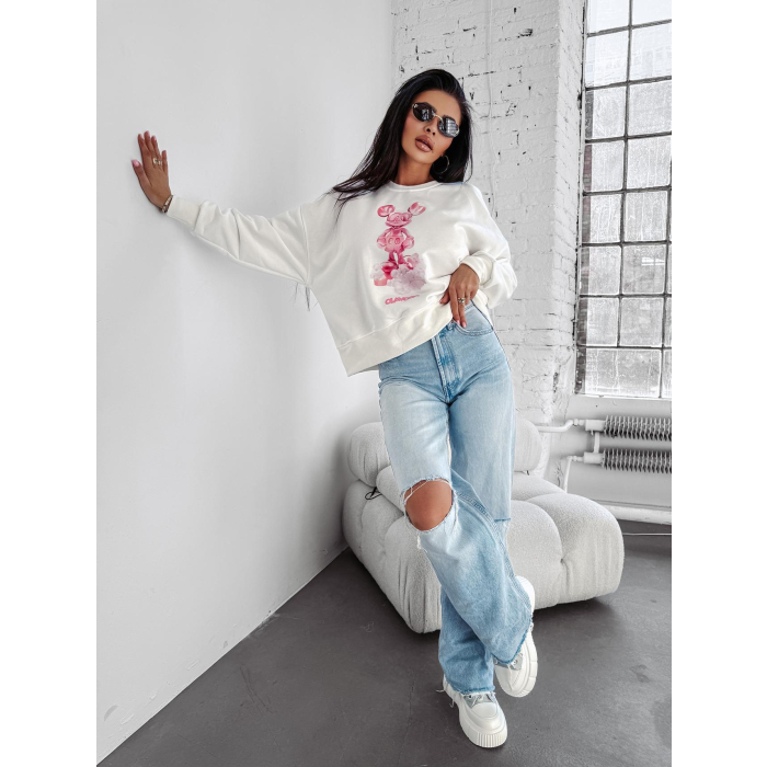 BLUZA DRESOWA DAMSKA PRINT OLAVOGA AZAELA ECRU