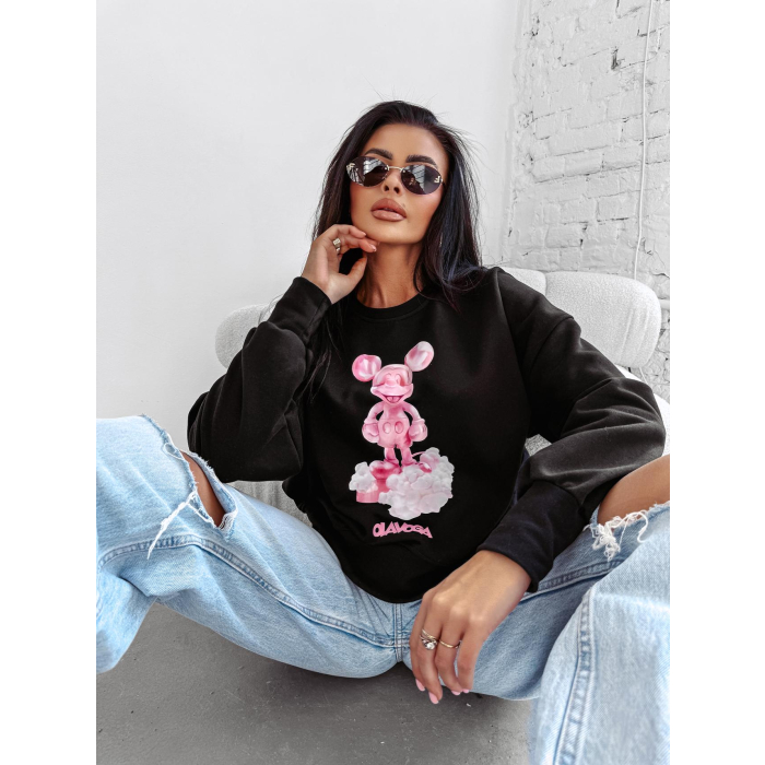 BLUZA DRESOWA DAMSKA PRINT OLAVOGA AZAELA BLACK